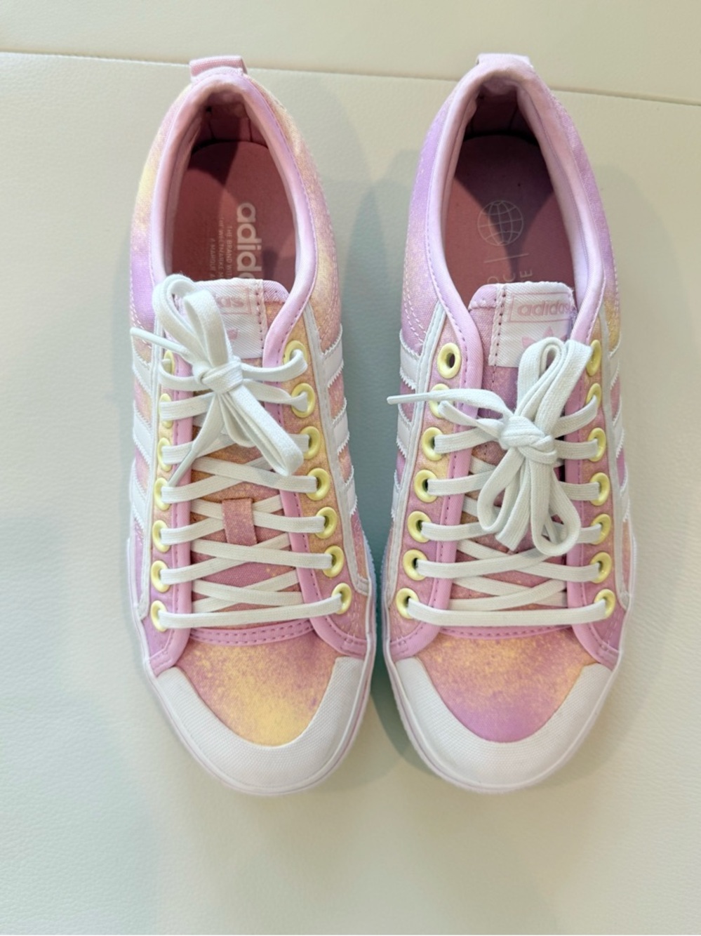 adidas Pink and Iridescent Low-Top Sneakers